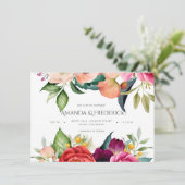 Watercolor Boho Floral Wedding Einladung (Stehend Vorderseite)
