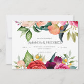 Watercolor Boho Floral Wedding Einladung (Vorderseite)