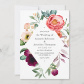 Watercolor Boho Floral Wedding Einladung (Vorderseite)