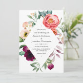 Watercolor Boho Floral Wedding Einladung (Stehend Vorderseite)