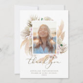 Watercolor Boho Foto Abschluss Vielen Dank Dankeskarte (Vorderseite)