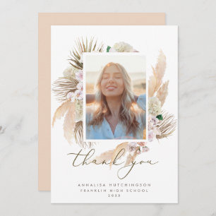 Watercolor Boho Foto Abschluss Vielen Dank Dankeskarte