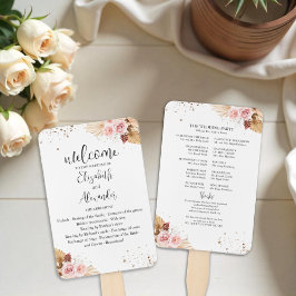 Watercolor Boho Glitzer Wedding Program Hand Fan Fächer