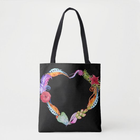 Watercolor Boho Heart Tote Bag Tasche (Vorderseite)