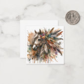 Watercolor Boho Horse Note Card Mitteilungskarte (Vorderseite/Rückseite Beispiel)