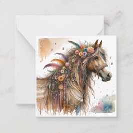 Watercolor Boho Horse Note Card Mitteilungskarte