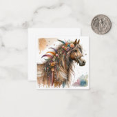 Watercolor Boho Horse Note Card Mitteilungskarte (Vorderseite/Rückseite Beispiel)