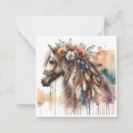 Watercolor Boho Horse Note Card Mitteilungskarte