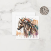 Watercolor Boho Horse Note Card Mitteilungskarte (Vorderseite/Rückseite Beispiel)