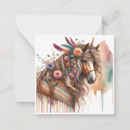 Watercolor Boho Horse Note Card Mitteilungskarte