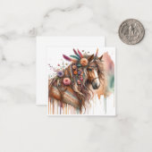Watercolor Boho Horse Note Card Mitteilungskarte (Vorderseite/Rückseite Beispiel)