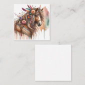 Watercolor Boho Horse Note Card Mitteilungskarte (Vorne/Hinten)