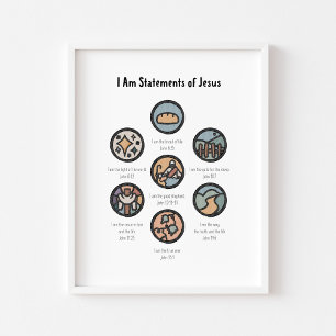 Watercolor boho i am Statement of Jesus Poster