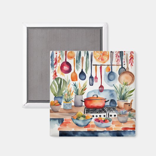 Watercolor Boho Kitchen Magnet Kitchen Decor (Vorderseite/Rückseite)