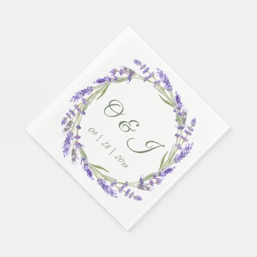 Watercolor Boho Lavender Wedding Serviette (Ecke)