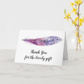 Watercolor Boho Lila Feather - Dankeschön Karte (Gelbe Blume)