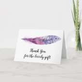 Watercolor Boho Lila Feather - Dankeschön Karte (Vorderseite)
