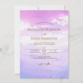 Watercolor Boho Lila Pink Sky Einladung zur Hochze (Vorderseite)