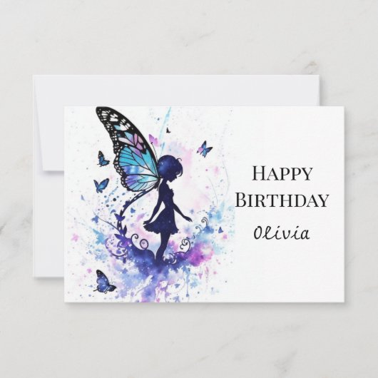 Watercolor Boho Magic Fairy Birthday Karte (Vorderseite)