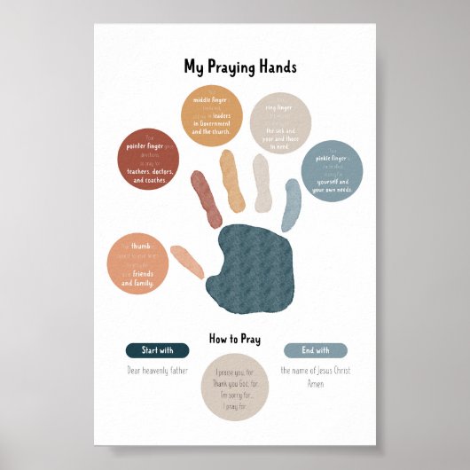 Watercolor Boho mein Poster der betenden Hände (Vorne)