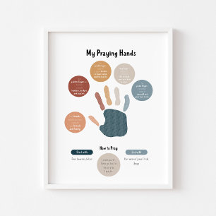 Watercolor Boho mein Poster der betenden Hände