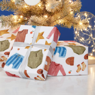 Watercolor Boho Neuborn Baby Clothes Kinderdusche  Geschenkpapier