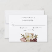 Watercolor Boho Neutral & Rose Wedding RSVP Einladung (Rückseite)