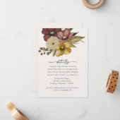 Watercolor Boho Neutral Wedding Details Card Mitteilungskarte (Vorderseite/Rückseite Beispiel)