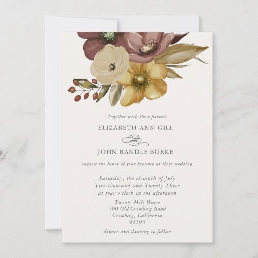 Watercolor Boho Neutral Wedding Einladung (Vorderseite)