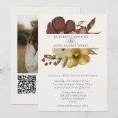 Watercolor Boho Neutral Wedding  Einladung (Vorne/Hinten)
