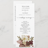 Watercolor Boho Neutral Wedding Program Menükarte (Vorne/Hinten)