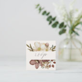 Watercolor Boho Neutral Wedding QR Code RSVP Card Begleitkarte (Stehend Vorderseite)