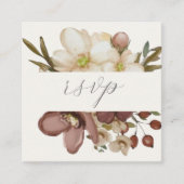 Watercolor Boho Neutral Wedding QR Code RSVP Card Begleitkarte (Vorderseite)