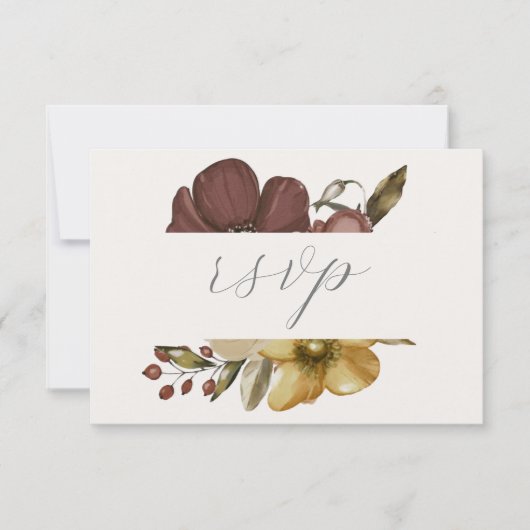 Watercolor Boho Neutral Wedding RSVP Einladung (Vorderseite)