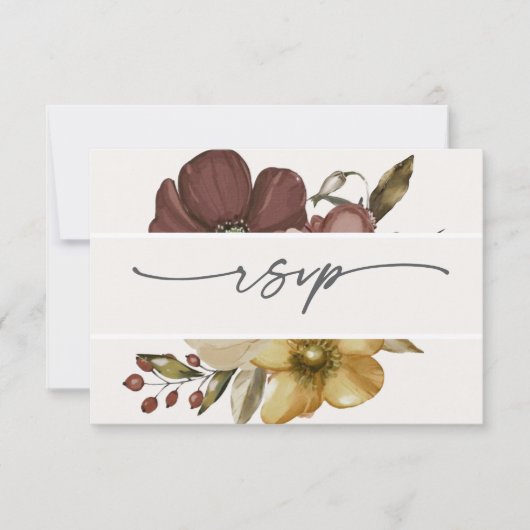 Watercolor Boho Neutral Wedding RSVP Einladung (Vorderseite)