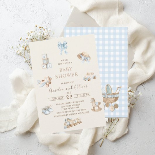 Watercolor Boho Nursery boy  baby shower Einladung