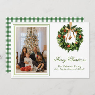 Watercolor Boho OrangeSlice Wreath Weihnachtsfest Feiertagskarte