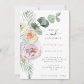 Watercolor Boho Pastel Florals Eucalyptus Wedding Einladung (Vorderseite)