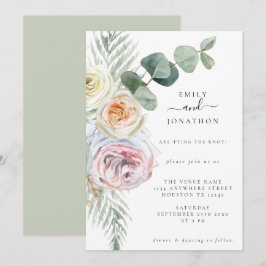 Watercolor Boho Pastel Florals Eucalyptus Wedding Einladung