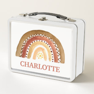 Watercolor Boho Pastel Kids Girl Rainbow Metall Brotdose