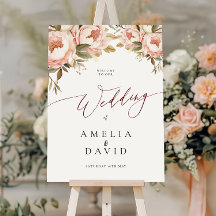 Watercolor Boho Peonies Wedding Willkommenszeichen