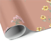 Watercolor Boho Pink Wildblume Wrapping Paper Geschenkpapier (Rolleneckpunkt)