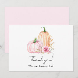 Watercolor Boho Pumpkin Babydusche Dankeskarte