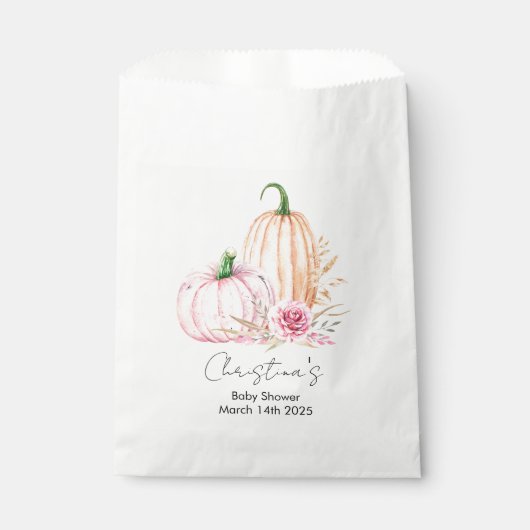 Watercolor Boho Pumpkin Babydusche Geschenktütchen (Vorderseite)