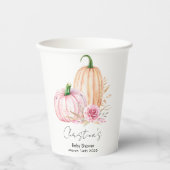 Watercolor Boho Pumpkin Babydusche Pappbecher (Vorderseite)
