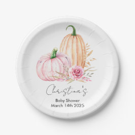 Watercolor Boho Pumpkin Babydusche Pappteller