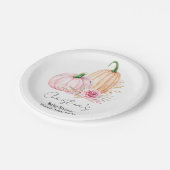 Watercolor Boho Pumpkin Babydusche Pappteller (Schrägansicht)