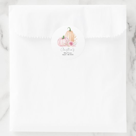 Watercolor Boho Pumpkin Babydusche Runder Aufkleber (Tasche)