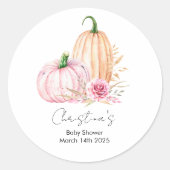 Watercolor Boho Pumpkin Babydusche Runder Aufkleber (Vorderseite)