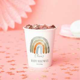 Watercolor Boho Rainbow Baby Dusche Pappbecher